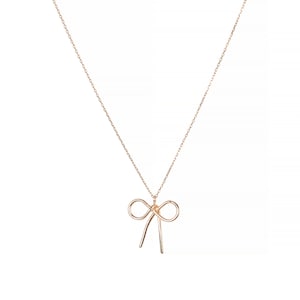 Bow Necklace, 14k Solid Rose Gold