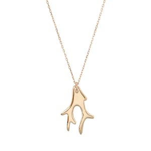 14 K Rose Gold Sea Coral Pendant Necklace
