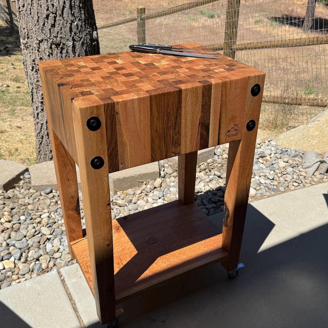Red Cow Block Red Oak Butcher Block Rolling Island - Etsy