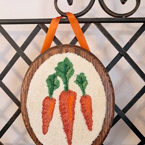 Carrot Punch Needle Pattern PDF – Spring & Easter Digital Download – Primitive Folk Art Farmhouse Embroidery