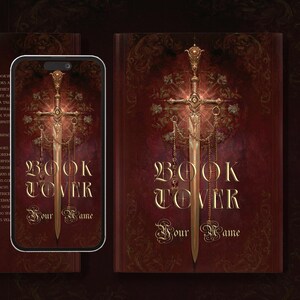 Gotowa okładka książki, ozdobna klasyczna konstrukcja — dla romansów, poezji lub fantasy | Dostosowywalny projekt e-booka KDP | Złoty Miecz