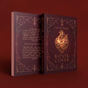 Gotowa okładka książki, klasyczny projekt ozdobny — dla romansów, poezji lub fantasy | Dostosowywalny projekt e-booka KDP | Golden Heart