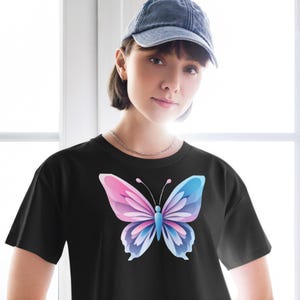 Trans Flag Butterfly Crop Top Women’s Cut | LGBTQ Pride Tee