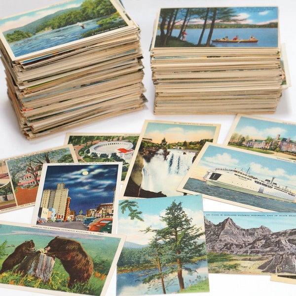 Old Postcards Unused - Assortment of Random Vintage Post Cards from around the USA - Choose your quantity