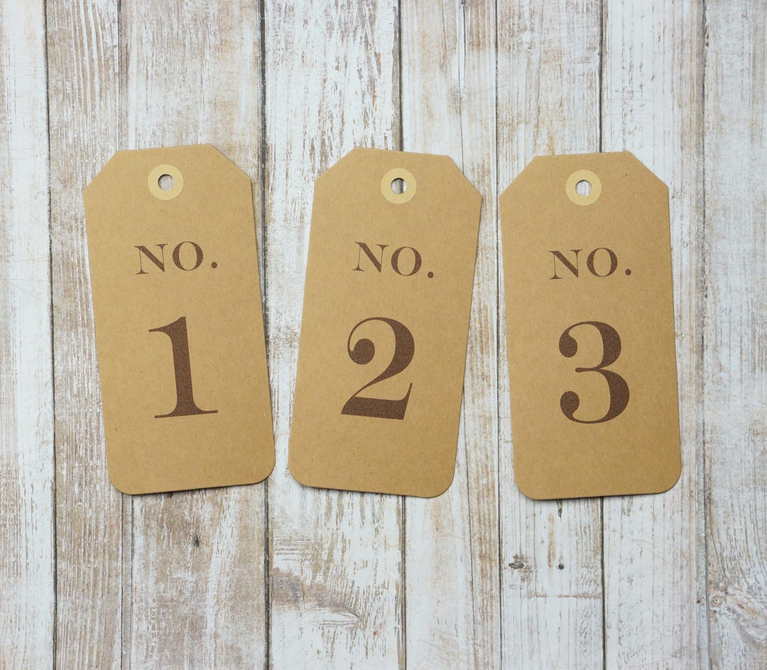 Number Tags 1-15 - Wedding Tag Table Numbers - Kraft Brown With ...