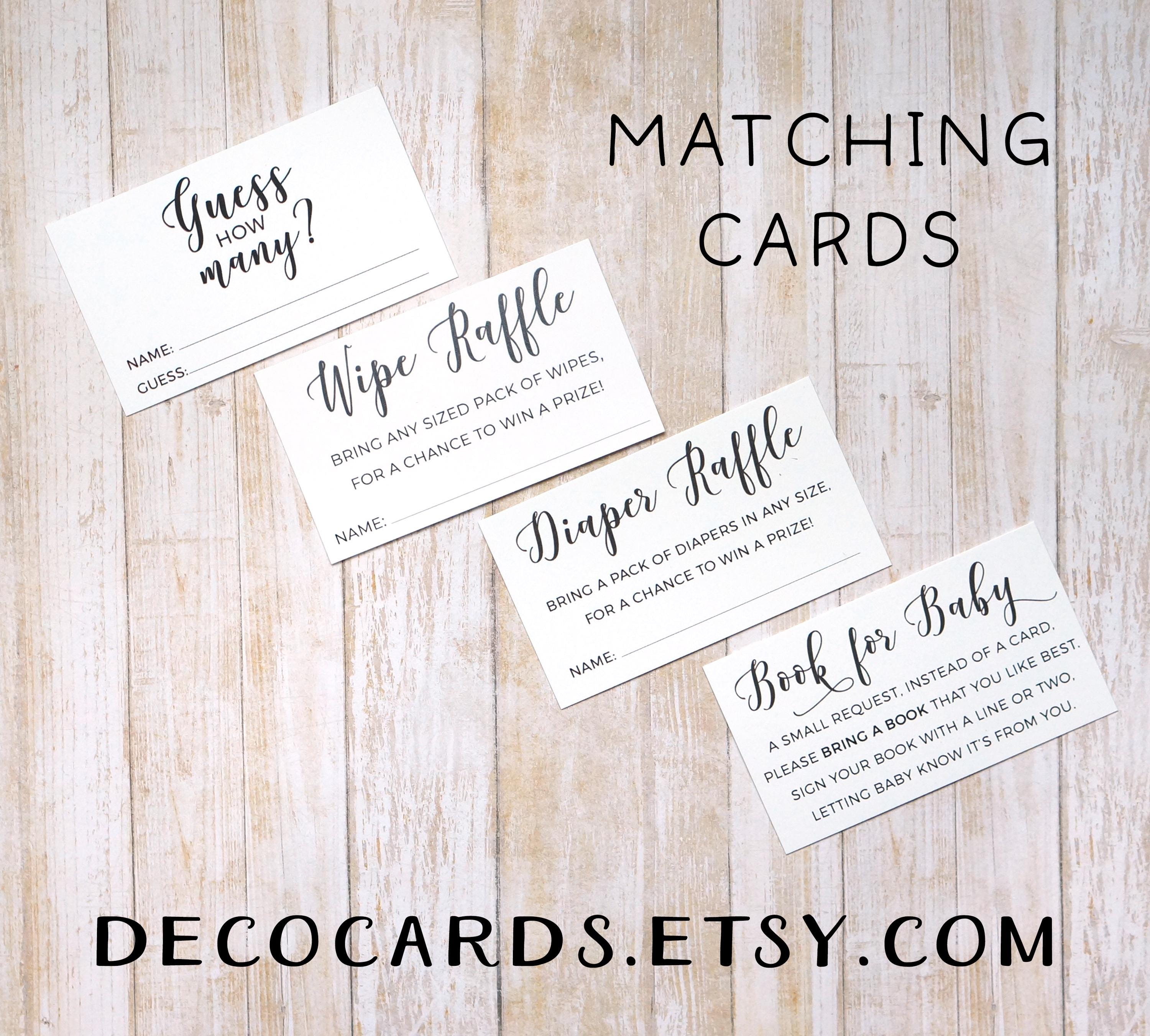 Wipey Raffle Wipe Raffle Ticket - Printed Card for Baby Shower Requesting Pack of ...