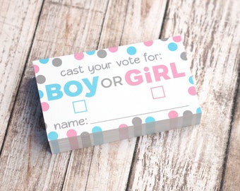 Gender Reveal Game - Girl or Boy Cast Your Vote Cards - Baby Shower Gender Voting Card - Pack of 50