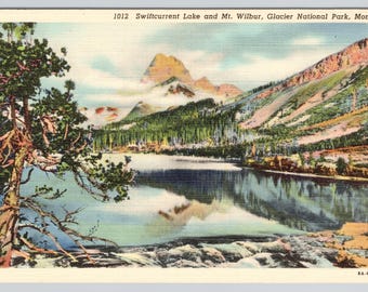 Glacier National Park Postcard of Swiftcurrent Lake and Mt Wilbur in Montana - Unposted 5.5x3.5