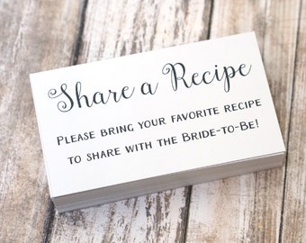 Share a Recipe | Recipe Card Request | Bridal Shower Invite Enclosure Card | Size 3.5x2 | Pack of 50