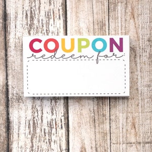 Coupon Cards Blank Coupons, Coupon Book for Kids, Vouchers, 1st Anniversary Gift Size 3.5 x 2 Inches Pack of 50 image 2