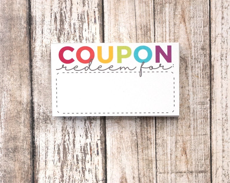 Coupon Cards Blank Coupons, Coupon Book for Kids, Vouchers, 1st Anniversary Gift Size 3.5 x 2 Inches Pack of 50 image 2