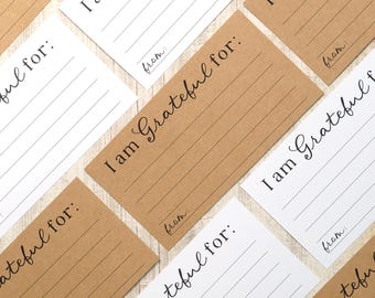 Estoy agradecido por Tarjetas / Diario de gratitud impreso o tarjeta de mesa de Acción de Gracias / Tamaño 3x5.5 pulgadas