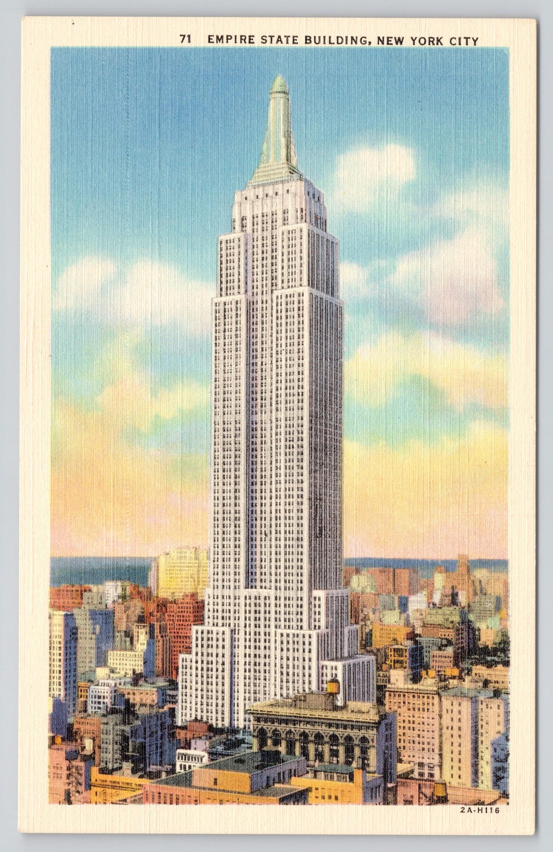 New York City Vintage Postcard of the Empire State Building Linen ...
