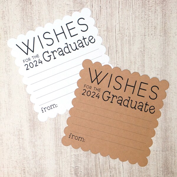 Wishes for the Graduate | 2024 Graduation Wish Card | Printed on Scalloped Square Cardstock 4.5 inches