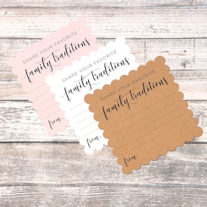 Family Traditions Baby Shower Cards - Share Your Favorite Family Traditions for Guests to Fill Out - Printed and Shipped - 4.5 Inch Square