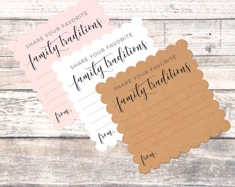 Family Traditions Baby Shower Cards - Share Your Favorite Family Traditions for Guests to Fill Out - Printed and Shipped - 4.5 Inch Square