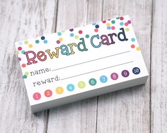 Reward Card for Kids - Punch Card Reward System or Coupon for Rewards - Card Size 3.5 x 2 Inches - Pack of 50