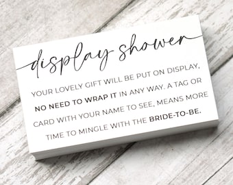 Tarjeta de presentación para despedida de soltera - Solicite un regalo sin envolver para la futura novia. Tarjetas de inserción para invitaciones - Impresas y enviadas - Paquete de 50