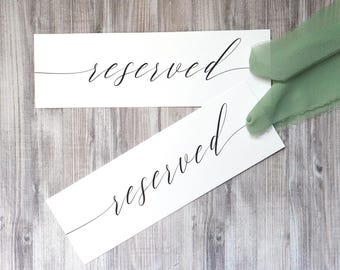 Reserved Signs, Reserved Ribbon Hanging Tags for Wedding Seating, Printed Sign with Frayed Edge Ribbon - Size 2.5x7.75 inch