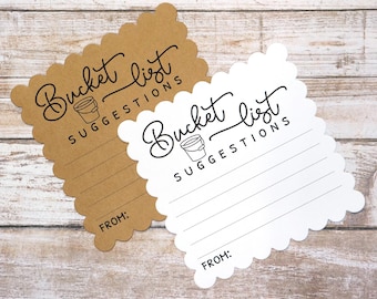 Tarjetas con sugerencias de los invitados para una lista de deseos como alternativa al libro de firmas en una fiesta temática de viajes - Tarjeta cuadrada festoneada impresa - 11,4 cm (4,5 pulgadas)