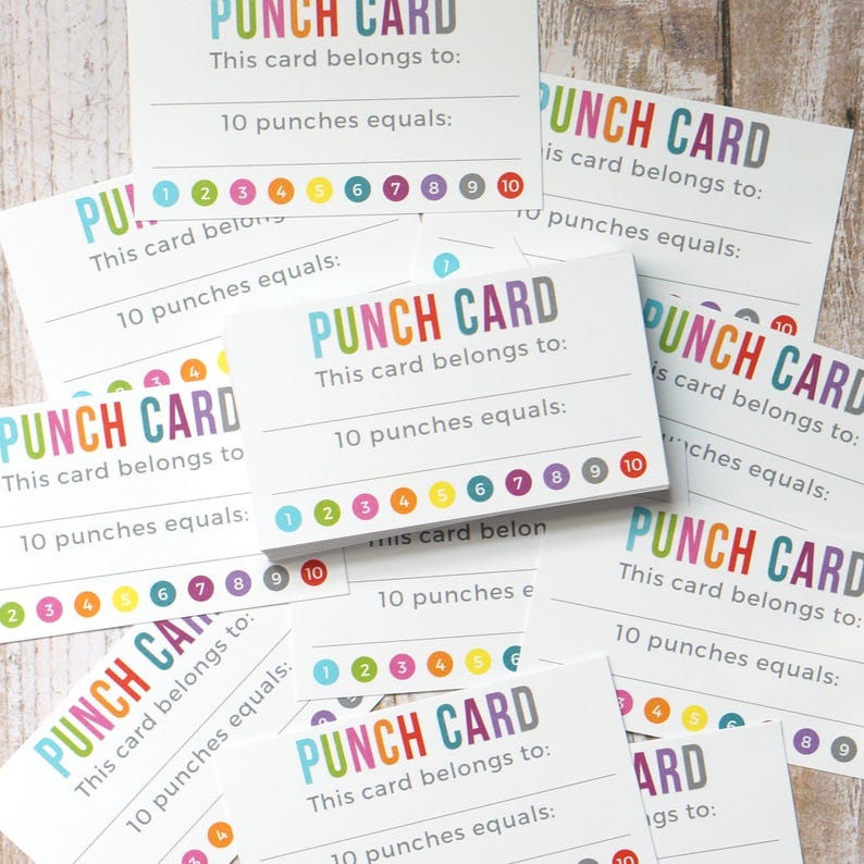 Punch Cards - Kids Incentive Loyalty Reward Card for Parents or ...