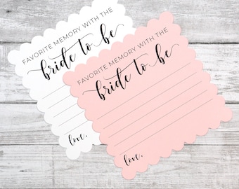 Recuerdo favorito con la futura novia: libro de visitas, juego o actividad para la despedida de soltera: tarjetas cuadradas festoneadas impresas