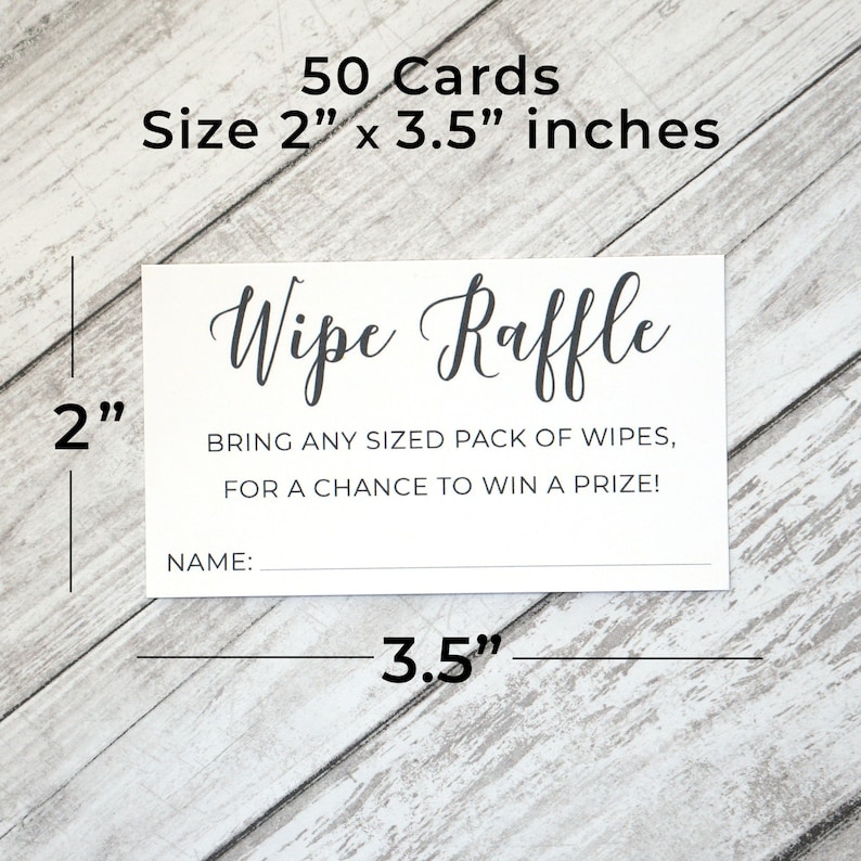 Wipe Raffle Sign Football Wipe Raffle Ticket - Printed Card for Baby Shower Requesting Pack of ...