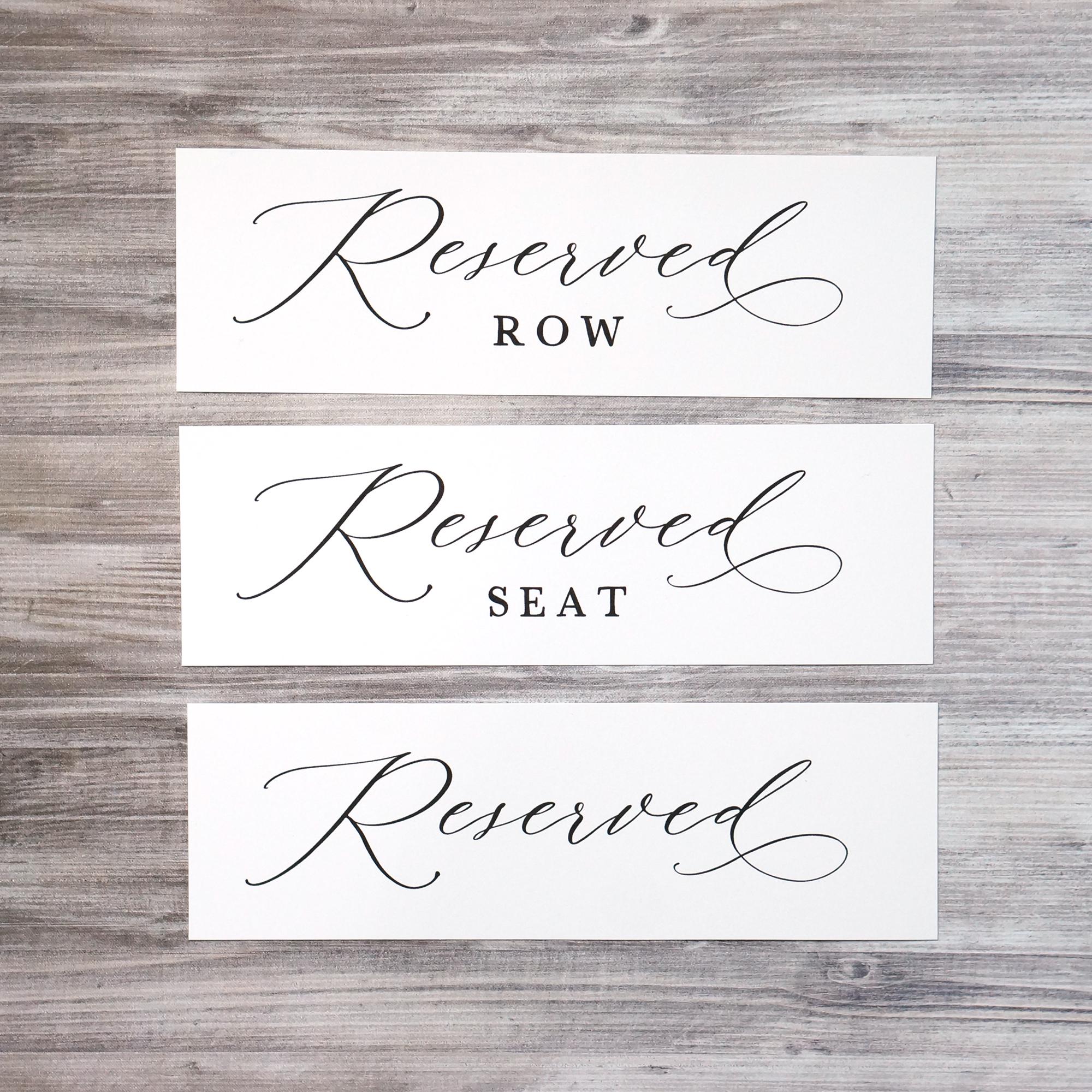 Reserved Seat Sign, Reserved Row Tags, Reserved Seating, Reserved Chair ...