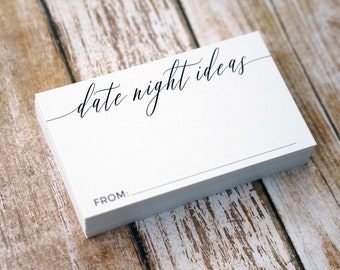 Date Night Ideas - Cards for Wedding Shower or Anniversary Party - SMALL Business Card Sized for Date Jar or Box - Pack of 50