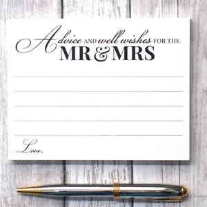 Advice and Well Wishes for the Mr and Mrs Wedding Advice Cards Reception or Bridal Shower Elegant Calligraphy Script 4.25 x 5.5 inch image 2