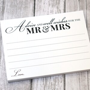 Advice and Well Wishes for the Mr and Mrs Wedding Advice Cards Reception or Bridal Shower Elegant Calligraphy Script 4.25 x 5.5 inch image 3