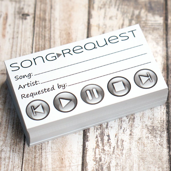 Song Request Cards - Play Song at Wedding Reception, Prom, Dance Party, Band, DJ, Music - Pack of 50