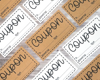 Tarjeta de cupón - Cupones en blanco impresos para crear vales de regalos de experiencias - Tamaño 3x5,5 pulgadas
