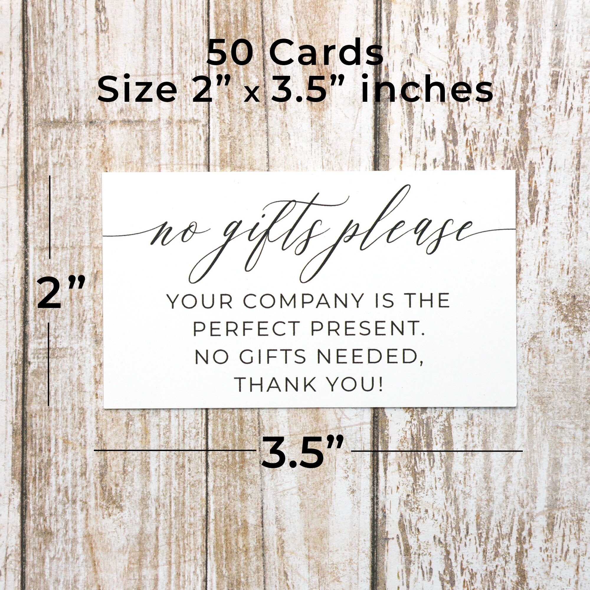 No Gifts Please Card - Invitation Insert Enclosure Cards - Printed