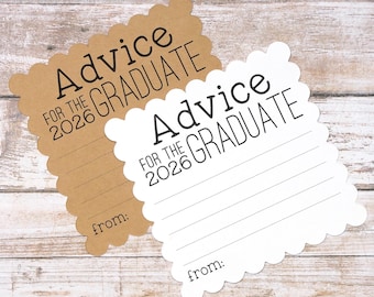 Consejos para el Graduado / Tarjetas de consejos de graduación 2026 / Impresas en cartulina cuadrada de 4,5 pulgadas