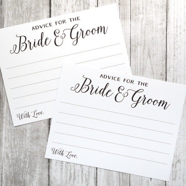 Advice for the Bride and Groom - Wedding Advice Cards - White Wedding Guestbook Note Card to Write Messages