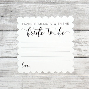 Favorite Memory with the Bride to Be - Bridal Shower Guestbook, Game or Activity - Printed Scallop Square Cards White