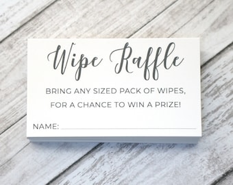 Wipe Raffle Ticket - Printed Card for Baby Shower requesting Pack of Baby Wipes - Size 2x3.5 inch - Pack of 50