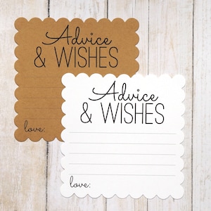 Advice and Wishes Card | Guest Signature Cards for Messages at Celebrations | Scallop Square 4.5 inches