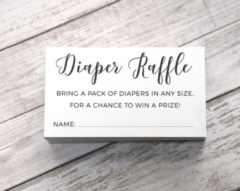 Diaper Raffle Ticket - Card for Baby Shower Game to Bring a Pack of Diapers - Printed and Shipped - Pack of 50