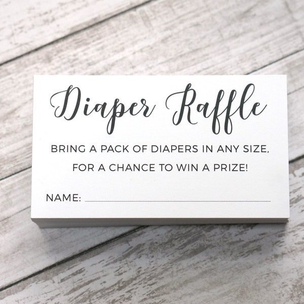 Diaper Raffle Ticket - Card for Baby Shower Game to Bring a Pack of Diapers - Printed and Shipped - Pack of 50