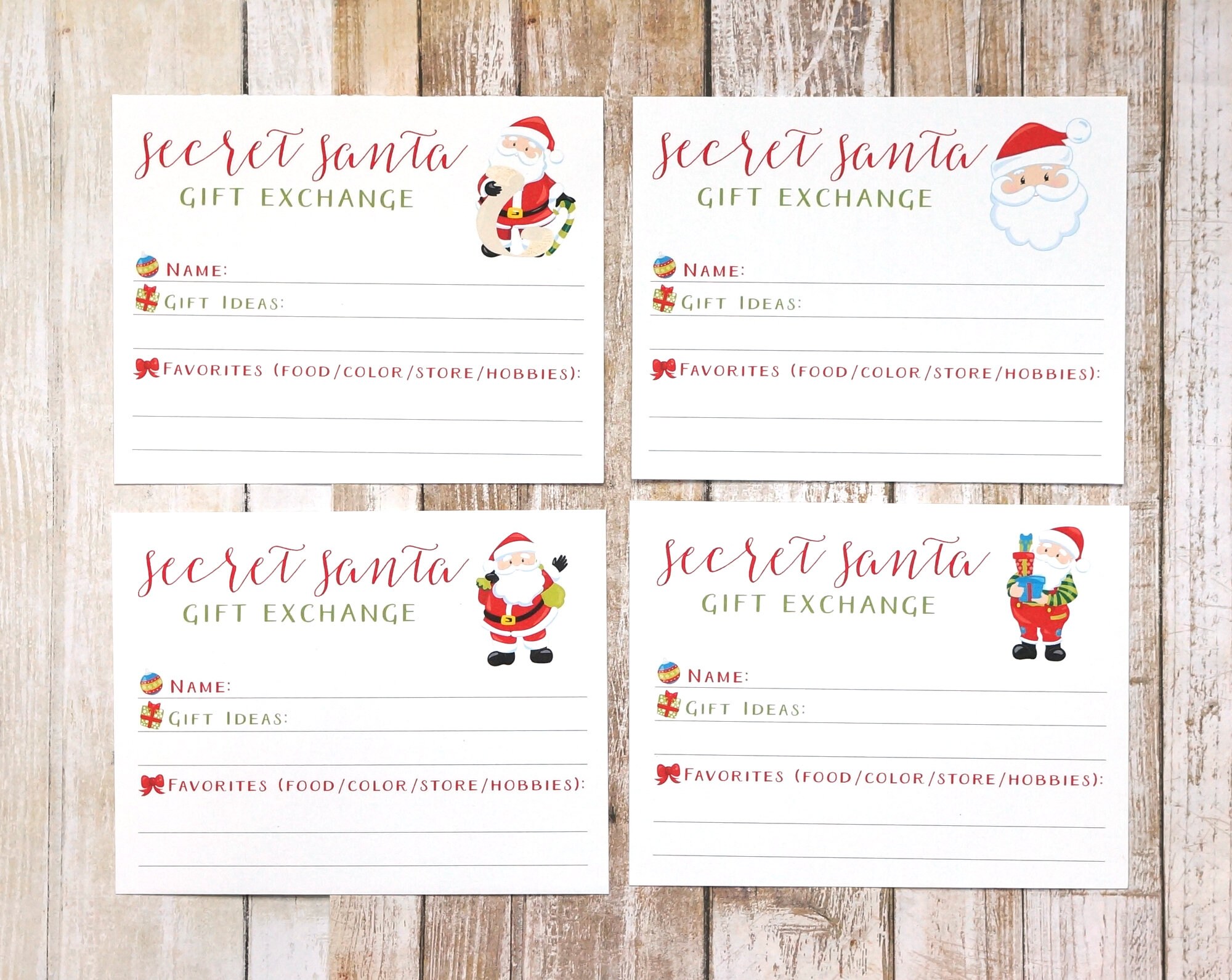 Secret Santa Gift Exchange Printable PDF, Christmas Gift List for Coworkers, Students, Family, Holiday Party - Digital Files - Etsy for Christmas Gift Exchange List Free Printable