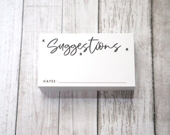 Suggestion Cards - Comment Card for Customers to Write Feedback - Business Card Size - Pack of 50