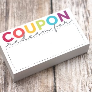 Coupon Cards - Blank Coupons, Coupon Book for Kids, Vouchers, 1st Anniversary Gift - Size 3.5 x 2 Inches - Pack of 50