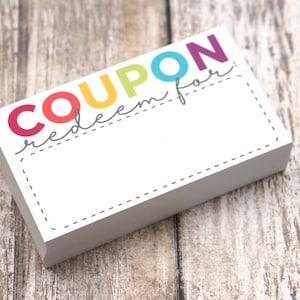 Coupon Cards Blank Coupons, Coupon Book for Kids, Vouchers, 1st Anniversary Gift Size 3.5 x 2 Inches Pack of 50 image 1