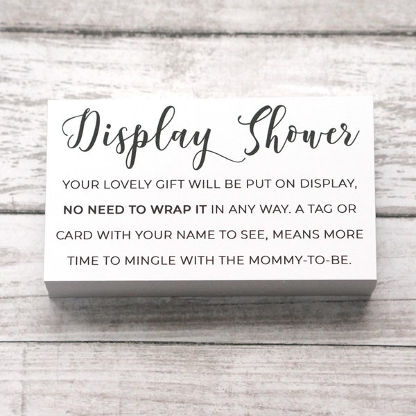 Display Shower Card - Request Unwrapped Gift Insert Cards -  Baby Shower Invitation Enclosure - Printed and Shipped - Pack of 50