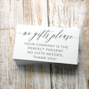No Gifts Please Card - Invitation Insert Enclosure Cards - Printed Insert Card - No Gift or Presents - Size 3.5 x 2 Inches - Pack of 50