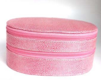 Pink Leather Duplex Jewelry Box