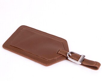 Fine Leather Luggage Tag – Tan