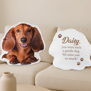 Personalized pet portrait pillow, custom shaped dog pillow from photo, 3D cat cushion, photo pillow, gift for pet lover, pet memorial gift